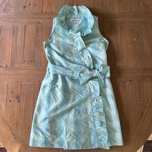 Sarah Campbell Silk Plaid Dress Sleeveless Tie Front Ruffled Preppy Women’s 6